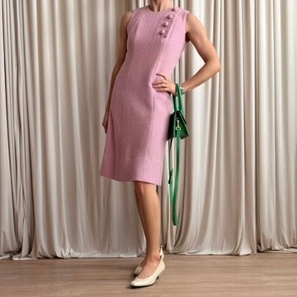 Henri Bendel Pink Knit Shift Dress - Textured Knit, 50s/60s, Fits M - Picture 1 of 8